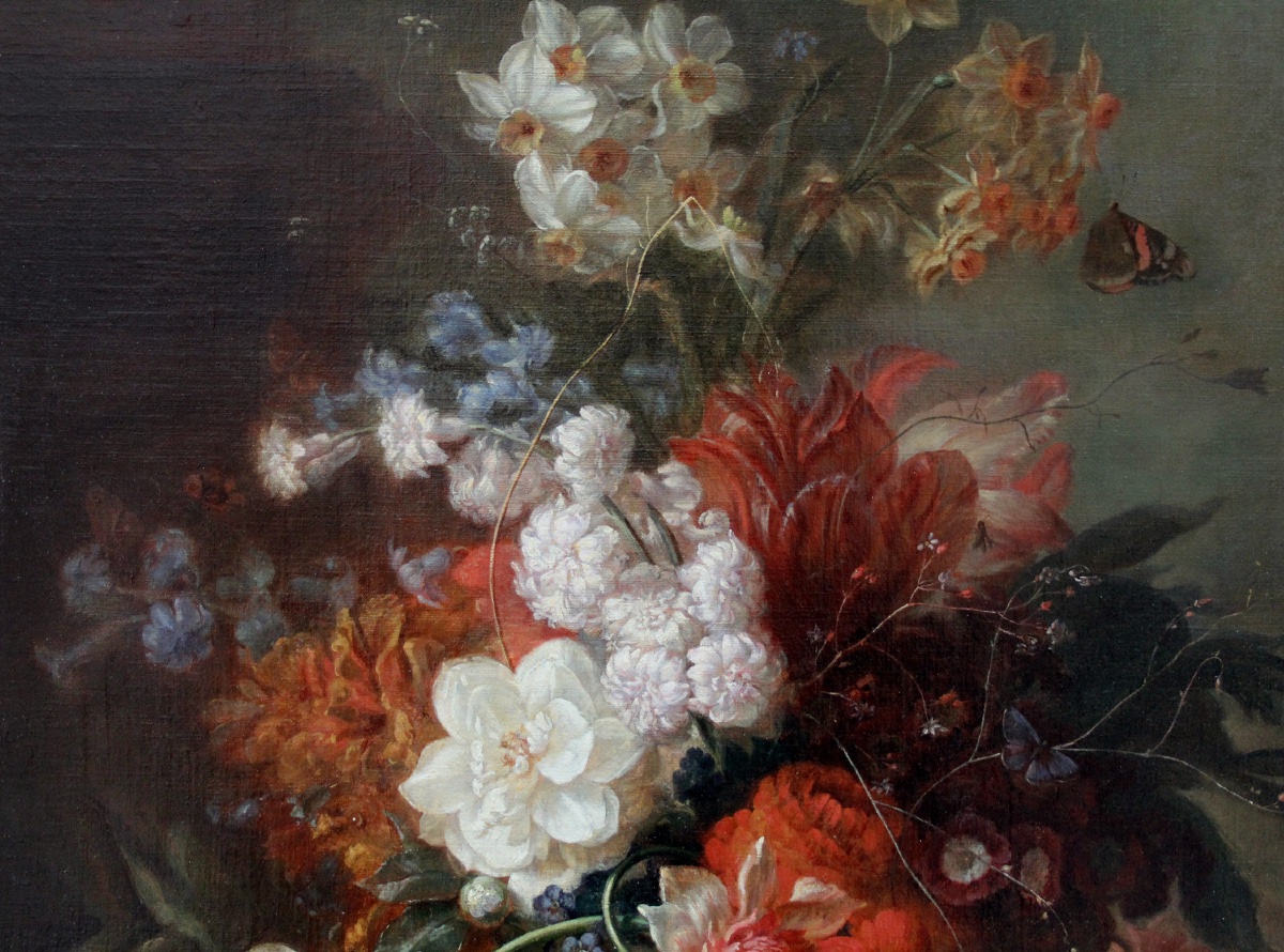 Classic Still Life With Flowers In A Basket By Jacob Van Huysum, A Pupil Of-photo-4