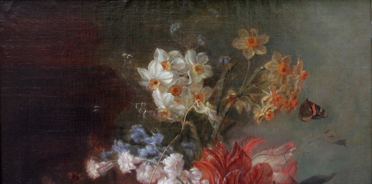 Classic Still Life With Flowers In A Basket By Jacob Van Huysum, A Pupil Of-photo-1