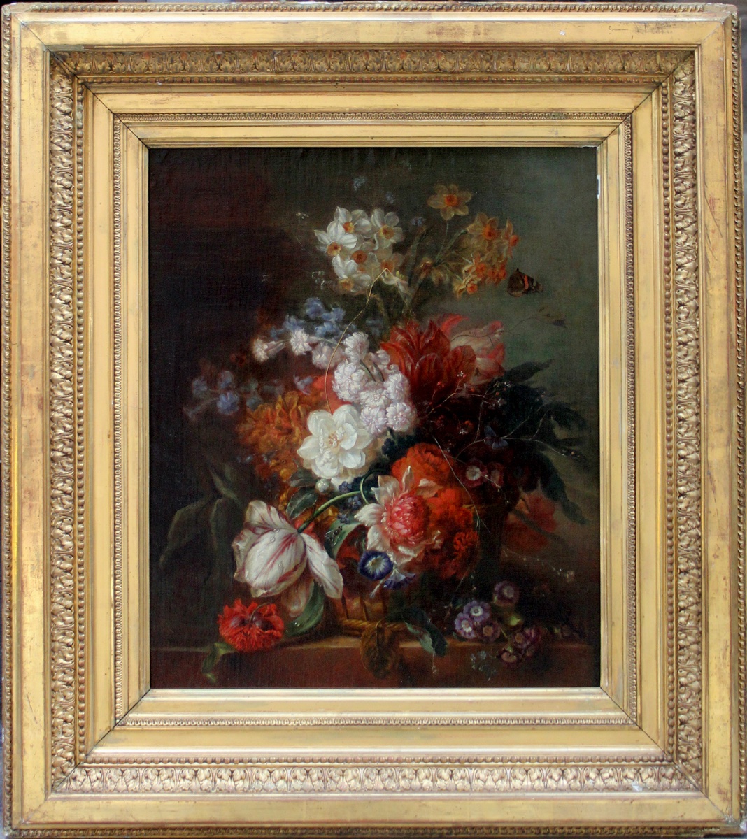 Classic Still Life With Flowers In A Basket By Jacob Van Huysum, A Pupil Of