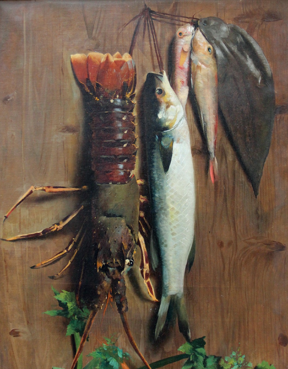 Pompeo Massoni (Italien, 1850-1920)  Deux natures mortes représentant la chasse et la pêche-photo-4