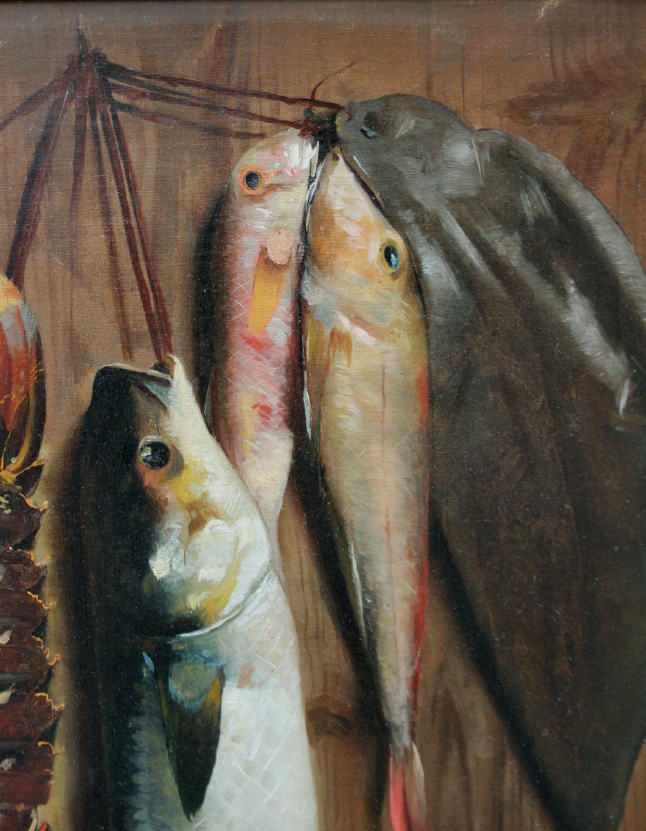Pompeo Massoni (Italien, 1850-1920)  Deux natures mortes représentant la chasse et la pêche-photo-5