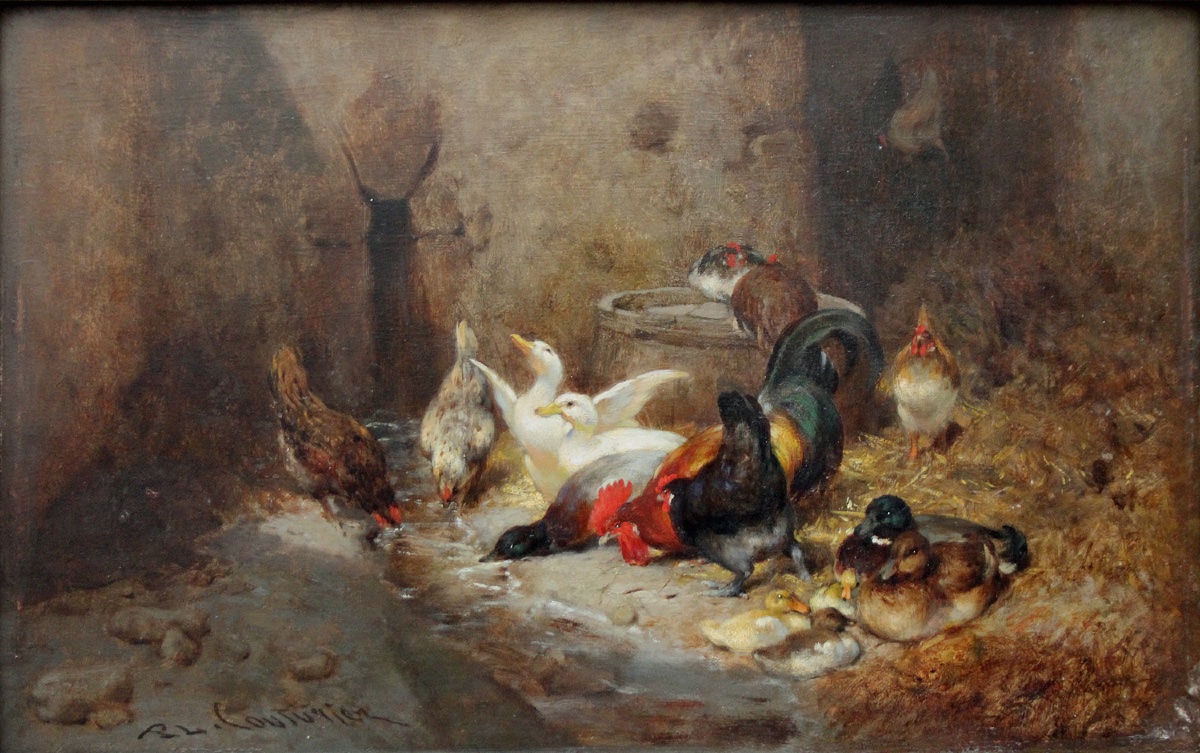 Léon Philibert Couturier (1823 - 1901) Cour avicole-photo-3