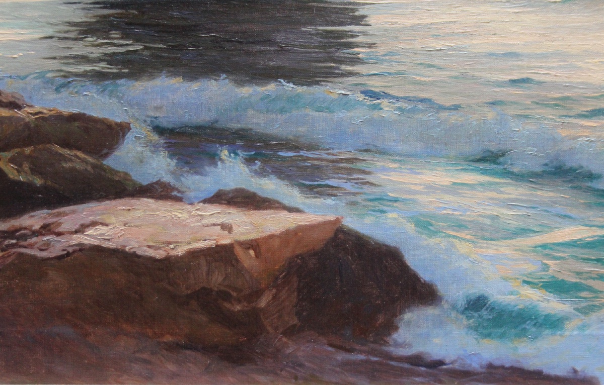 Paul Von Spaun (1876–1932) Seascape With An Ancient  Watchtower-photo-2