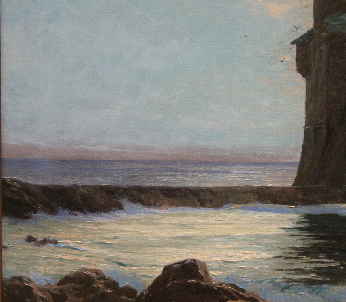 Paul Von Spaun (1876–1932) Seascape With An Ancient  Watchtower-photo-5