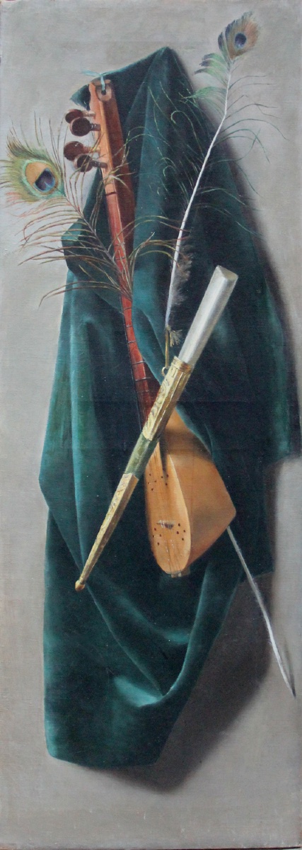 Pair Of Still Lifes Depicting European And Eastern Musical Instruments, Italy, 19th Century-photo-2