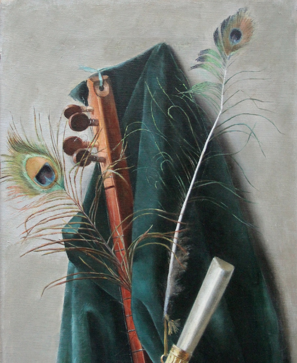 Pair Of Still Lifes Depicting European And Eastern Musical Instruments, Italy, 19th Century-photo-3