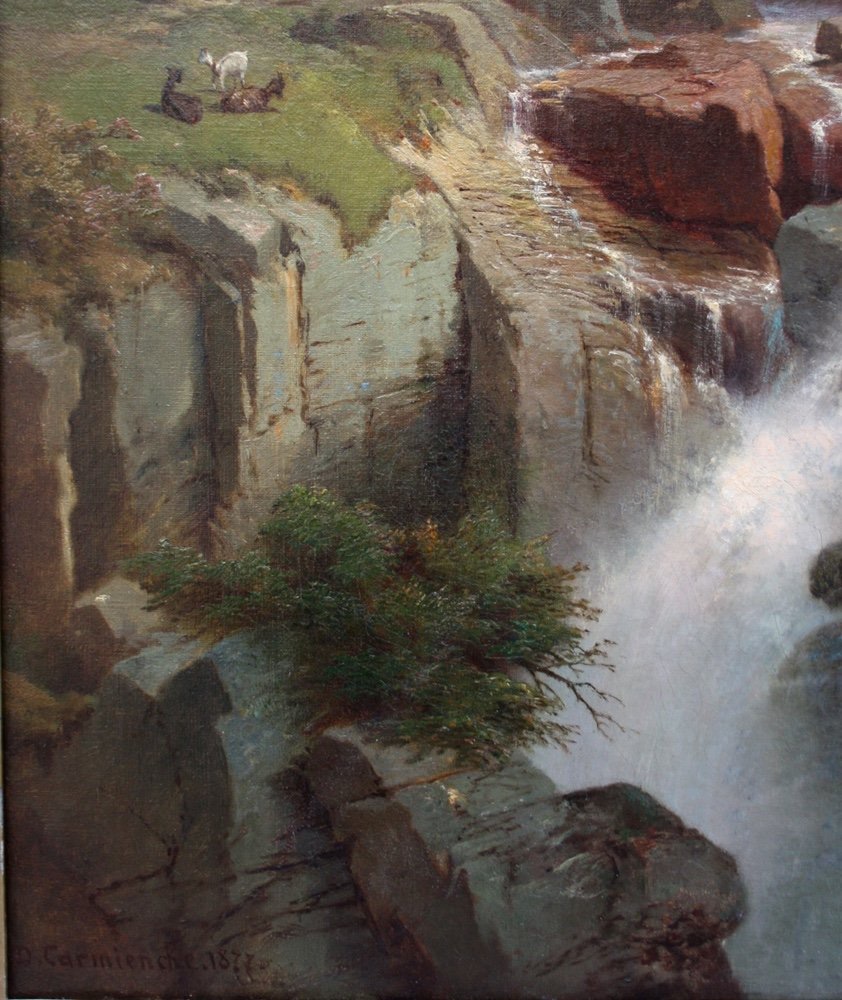 Dedo Carmiencke (copenhagen 1840–1907 Berlin): Waterfall In The Zillertal Valley In Tyrol-photo-4