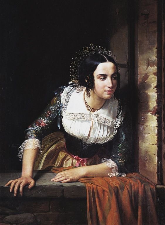 Lucia Mondella à la fenêtre par Vincenzo Catalano (Catalani) (1814 Rome - après 1860 Naples)-photo-6