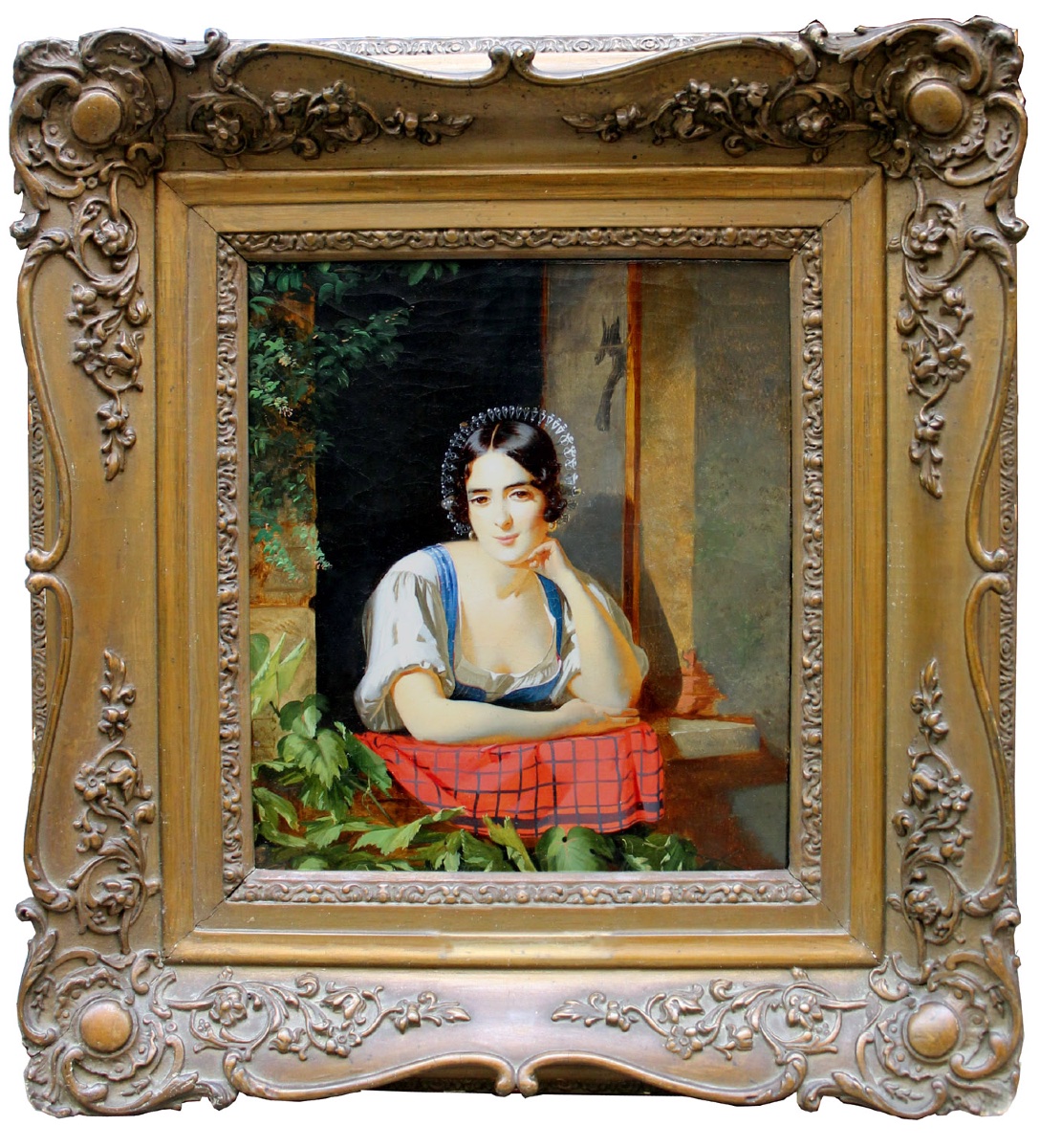 Lucia Mondella à la fenêtre par Vincenzo Catalano (Catalani) (1814 Rome - après 1860 Naples)