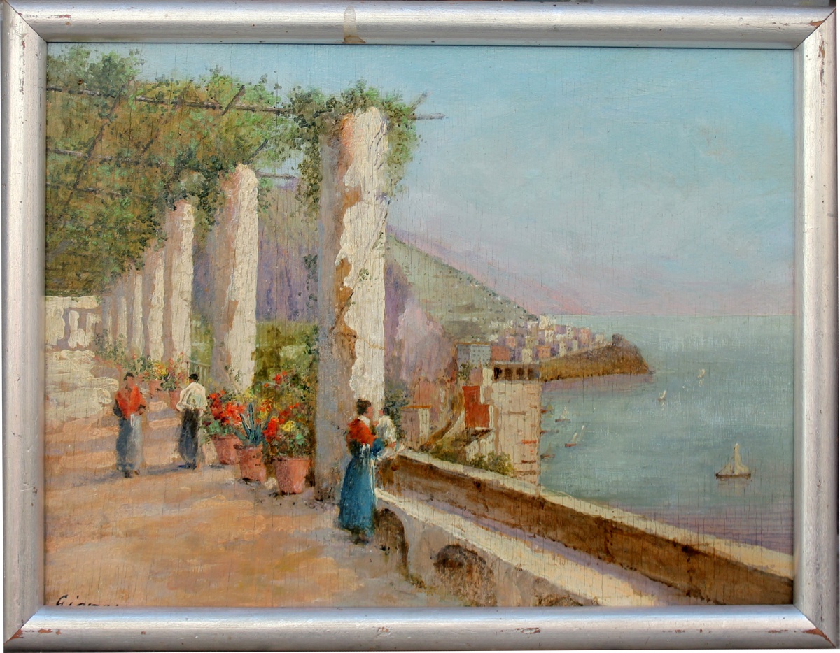 Two Street Scenes In Capri By Gianni (neapolitan, Active In The 19th And 20th Centuries)-photo-2