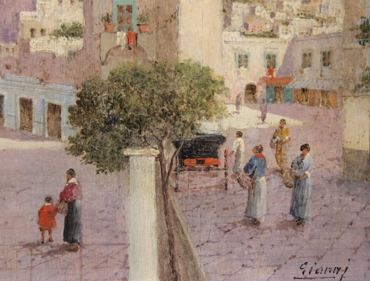 Two Street Scenes In Capri By Gianni (neapolitan, Active In The 19th And 20th Centuries)-photo-6