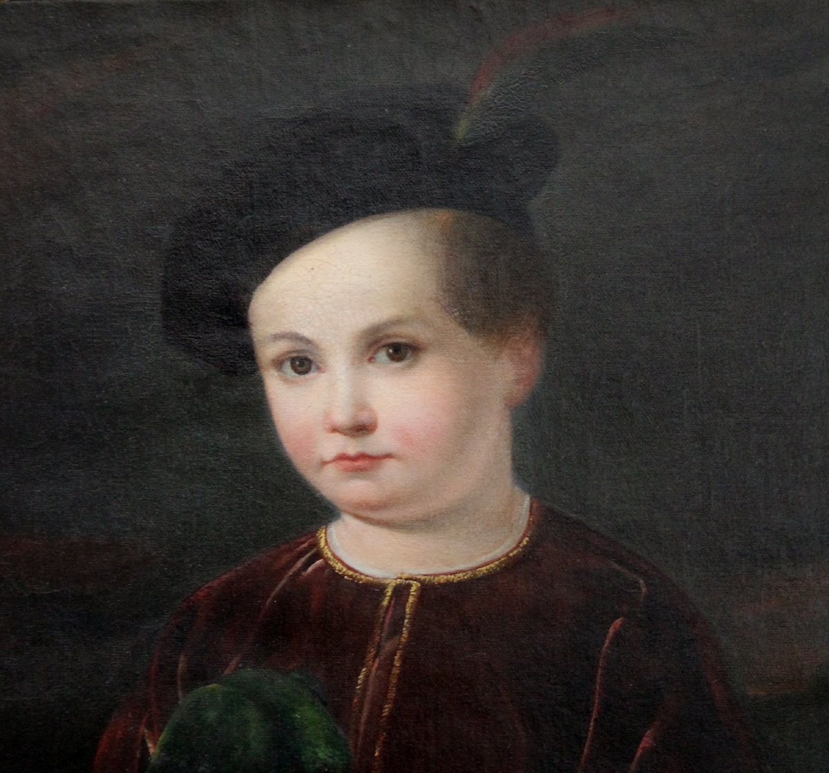 Luigi Biagi (1810 - Florence - 1882)  Portrait d'un enfant noble avec un perroquet-photo-3