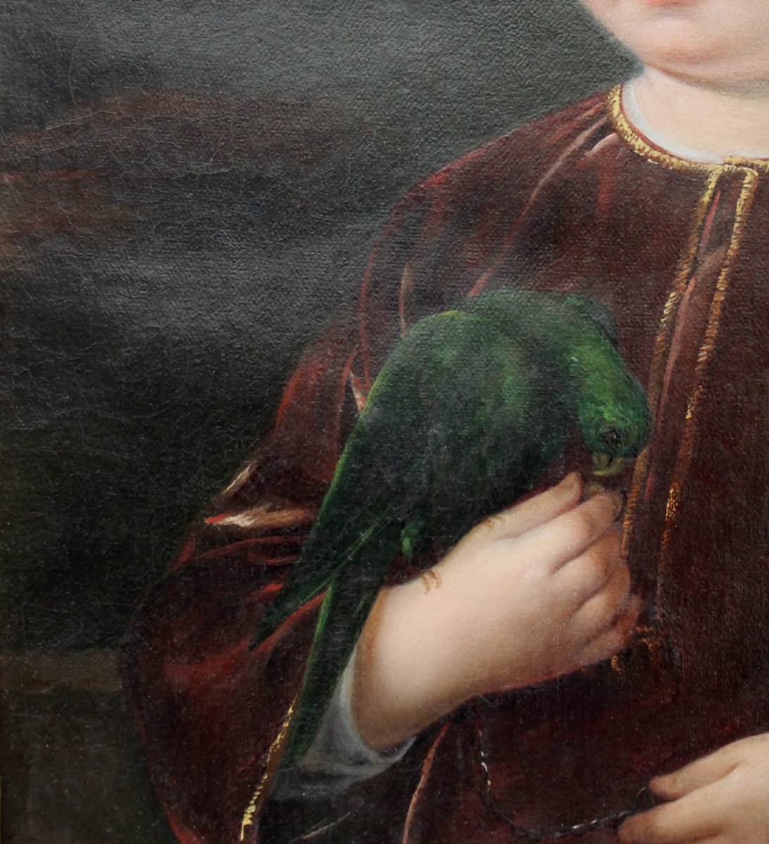 Luigi Biagi (1810 - Florence - 1882)  Portrait d'un enfant noble avec un perroquet-photo-2
