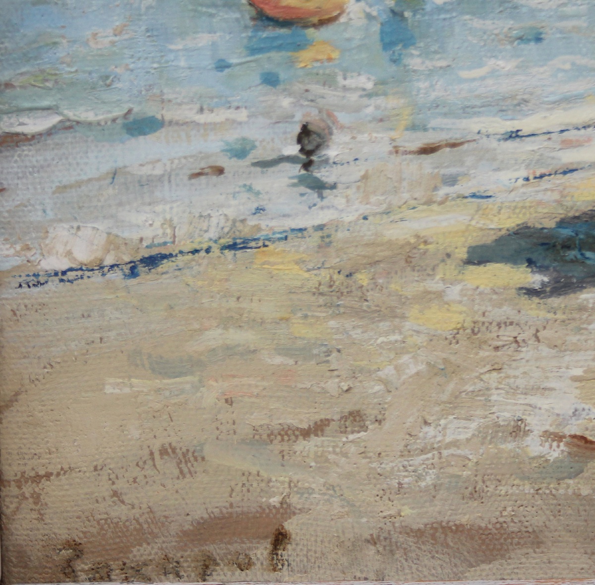 Beach Scene On The Black Sea Coast, By Zakharov (soviet Painter, 1950s–1970s)-photo-4