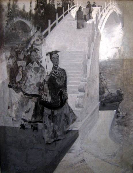 Japanese Procession In Front Of A Bridge, French, 19th/20th Century-photo-2
