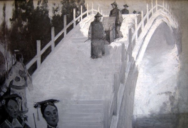 Japanese Procession In Front Of A Bridge, French, 19th/20th Century-photo-1
