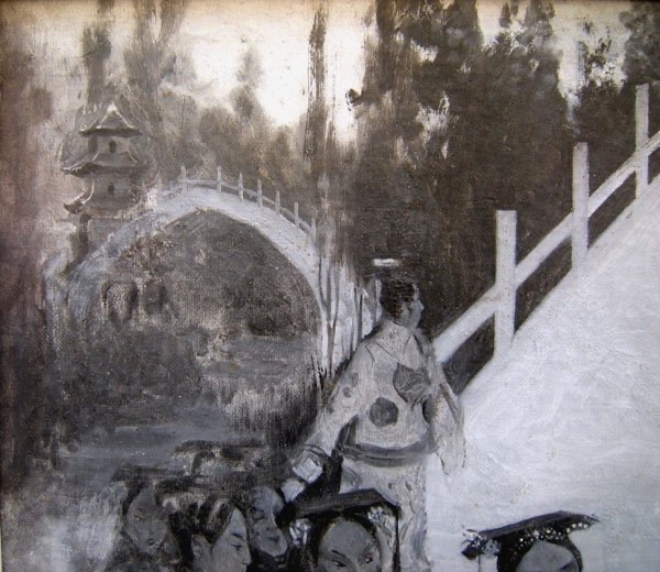 Japanese Procession In Front Of A Bridge, French, 19th/20th Century-photo-2