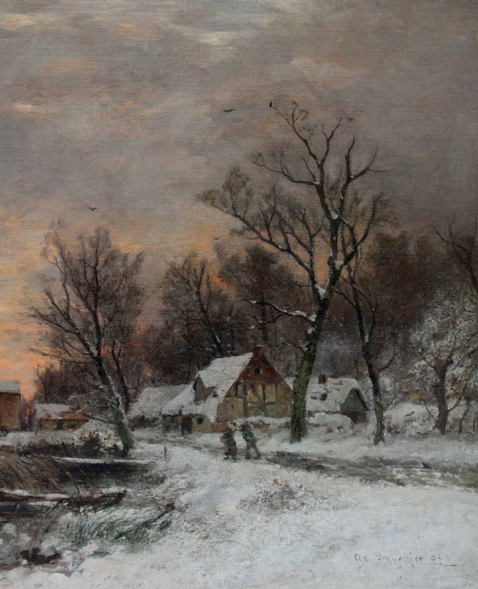 Winter Landscape At Sunset By Adolf Gustav Schweitzer (1847–1914)-photo-4