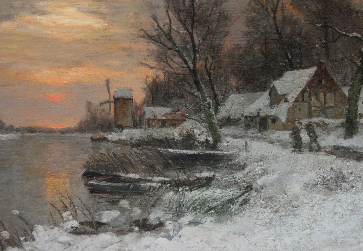 Winter Landscape At Sunset By Adolf Gustav Schweitzer (1847–1914)-photo-1