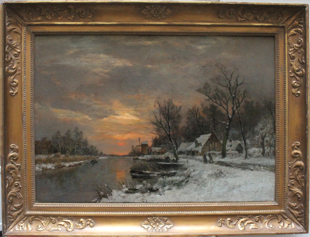 Winter Landscape At Sunset By Adolf Gustav Schweitzer (1847–1914)