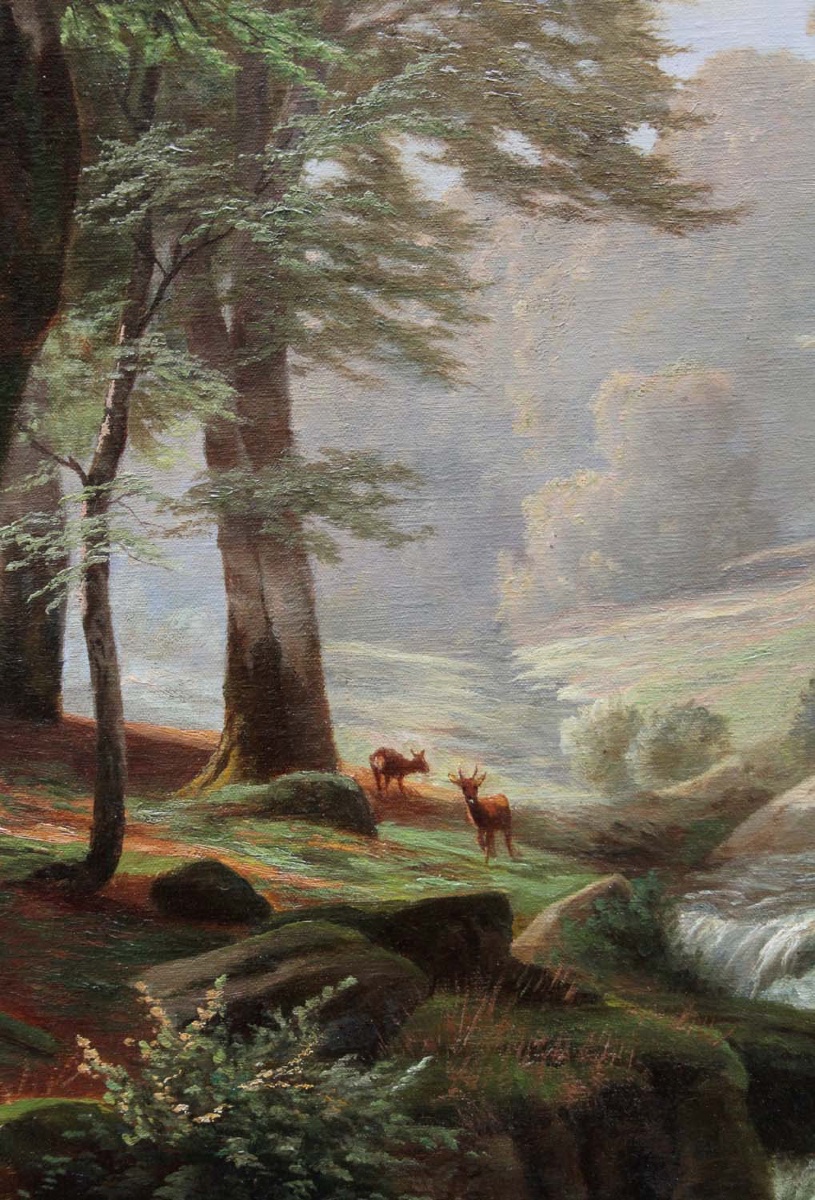 "roe Deers  By A Forest Stream" By Heinrich Boehmer (german, 1852–1930)-photo-2