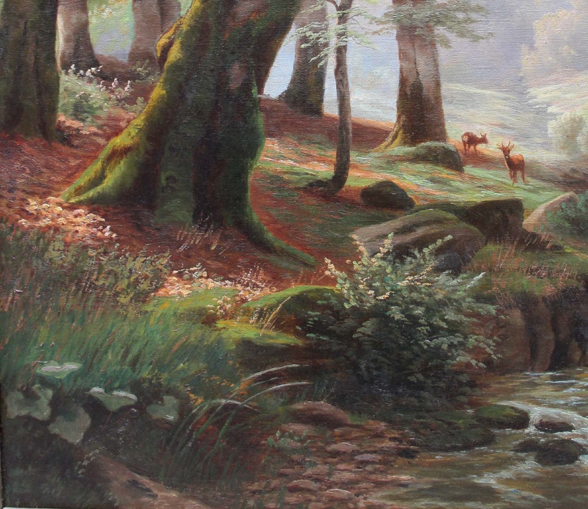 "roe Deers  By A Forest Stream" By Heinrich Boehmer (german, 1852–1930)-photo-5