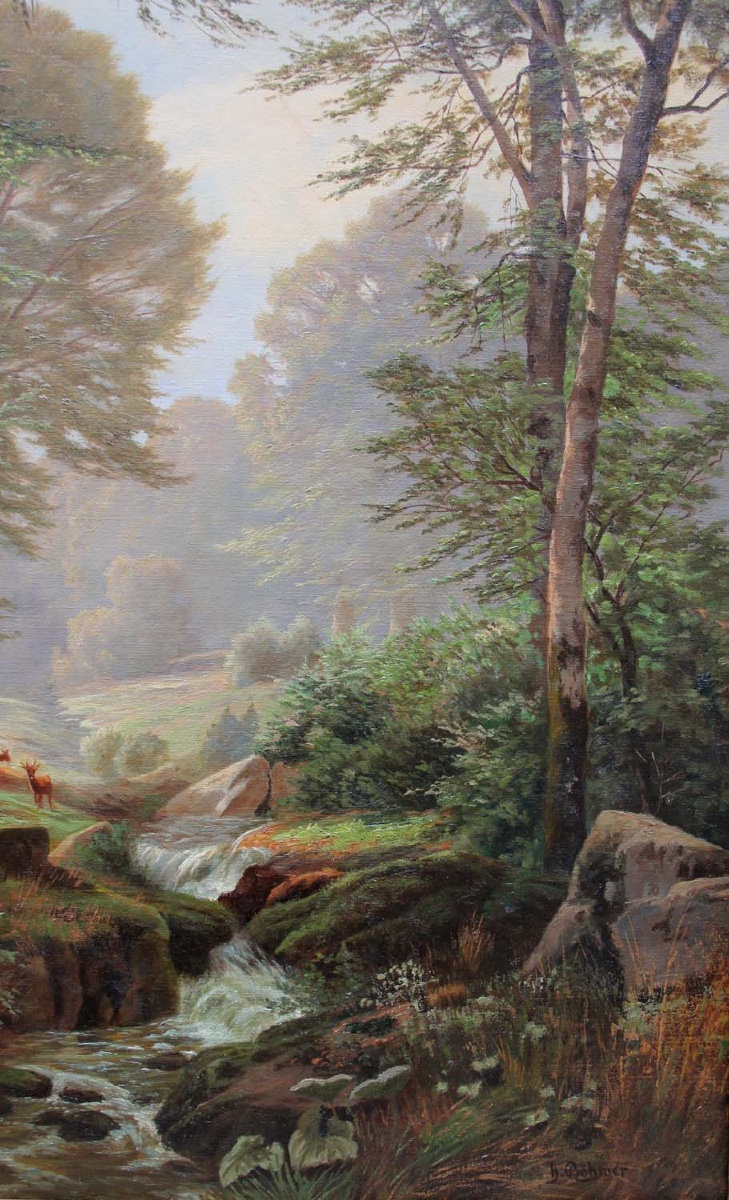 "roe Deers  By A Forest Stream" By Heinrich Boehmer (german, 1852–1930)-photo-6