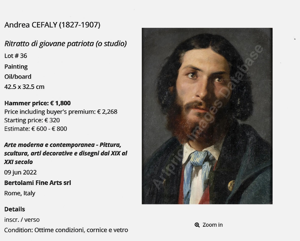 Portrait Of A Young Patriot By Andrea Cefaly (italian, 1827–1907), Attributed To-photo-5