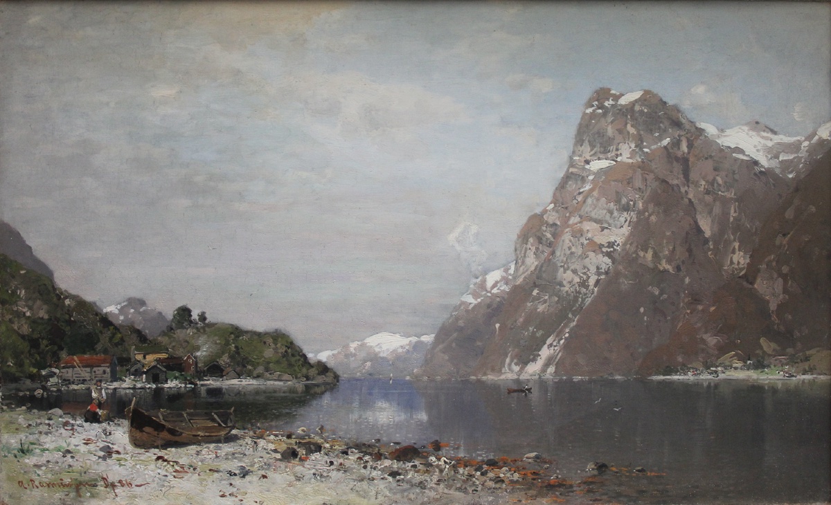 Paysage de fjord norvégien par Georg Anton Rasmussen (Allemand, 1842 - 1914)-photo-2