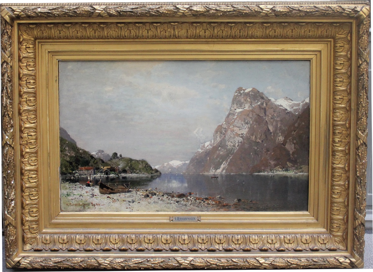 Paysage de fjord norvégien par Georg Anton Rasmussen (Allemand, 1842 - 1914)