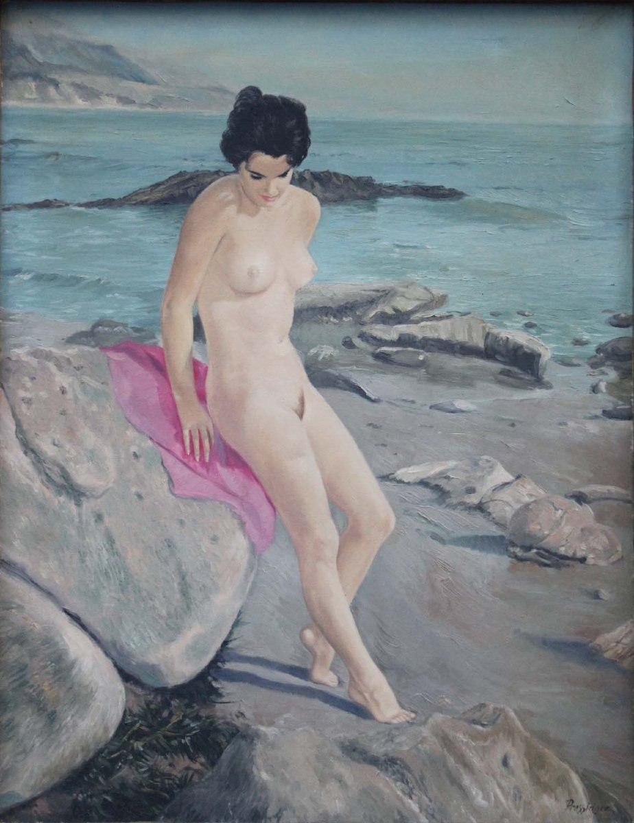 "nude On The Beach" By Karl Pressinger (german, Active 1920–1940)-photo-2
