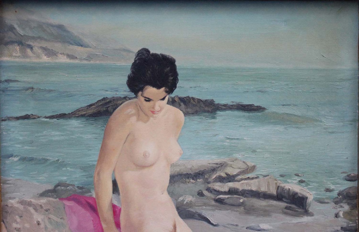 "nude On The Beach" By Karl Pressinger (german, Active 1920–1940)-photo-3