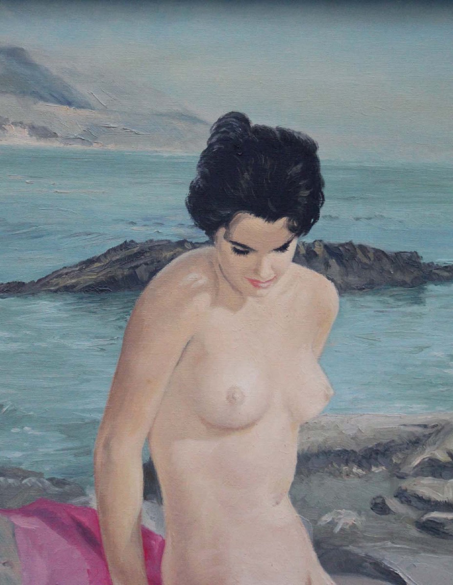 "nude On The Beach" By Karl Pressinger (german, Active 1920–1940)-photo-4
