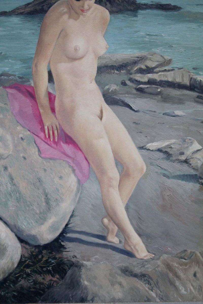 "nude On The Beach" By Karl Pressinger (german, Active 1920–1940)-photo-3