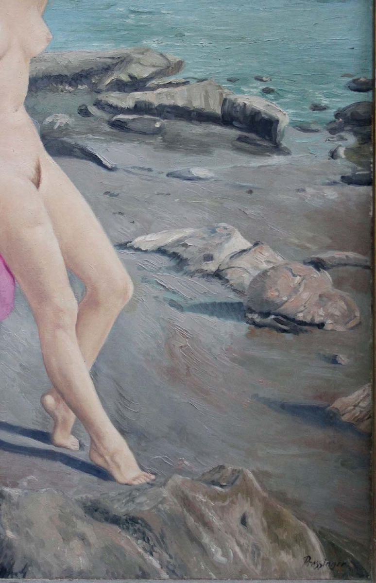"nude On The Beach" By Karl Pressinger (german, Active 1920–1940)-photo-6