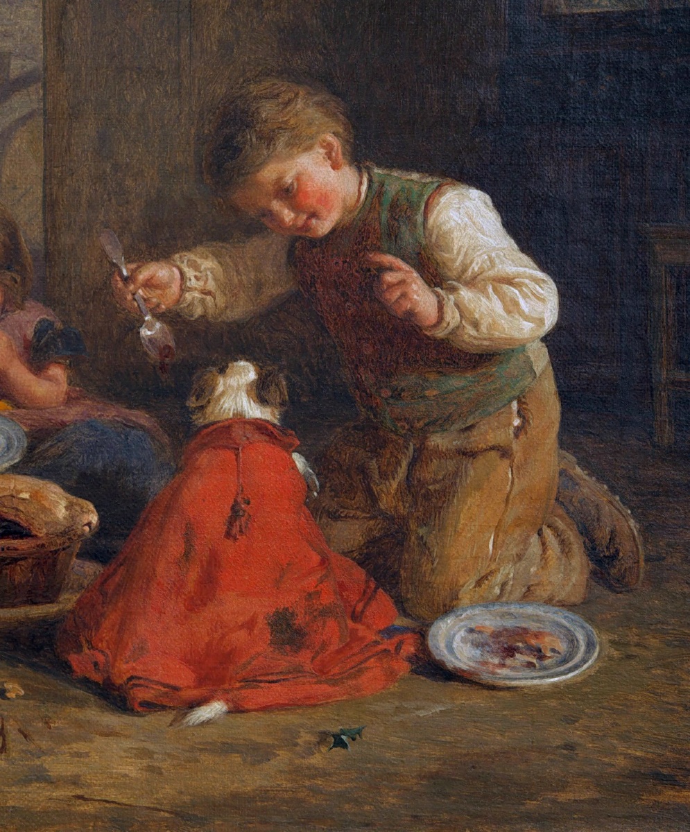 Repas avec le chien favori, par Joshua Green (anglais, actif à Londres entre 1862 et 1868)-photo-3