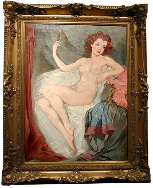 Sitting Nude With Mirror By Maria Szantho (1897-1998)