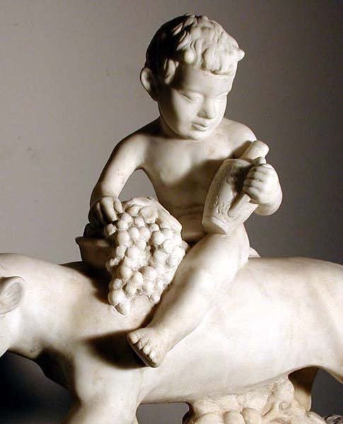 Young Bacchus On A Panther By Jan Drabek (czech, Born 1900), Marble Sculpture-photo-4