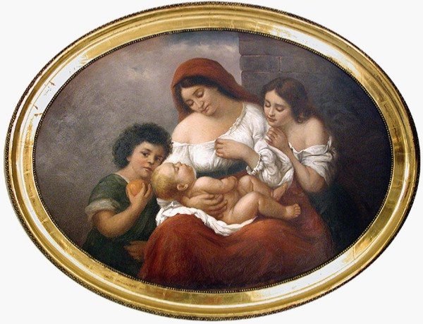 Mère Aux Enfants, Ecole Italienne Vers 1900
