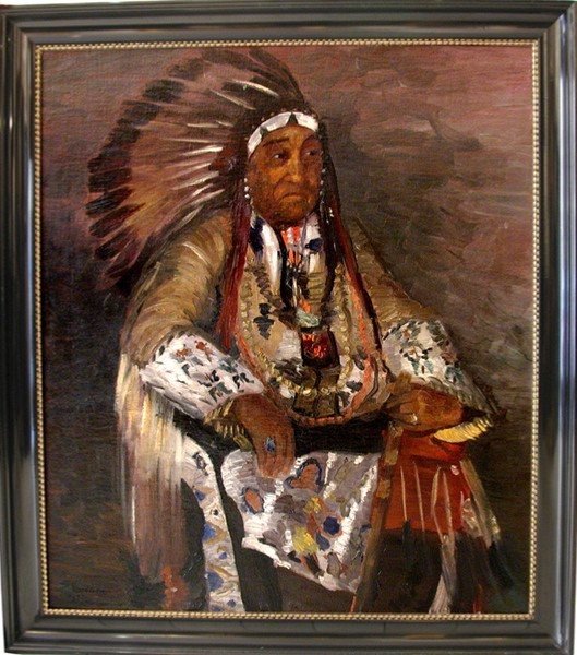 Chief Of The American  Indians By Stefanie Ventura (austrian, Born 1891)