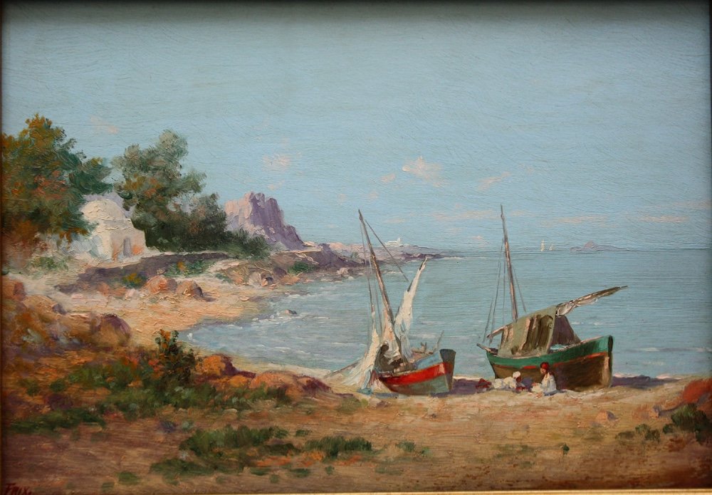 Coastal Scene In  Tunisia By Jean Frix (french, Active 1850 - 1900)-photo-2