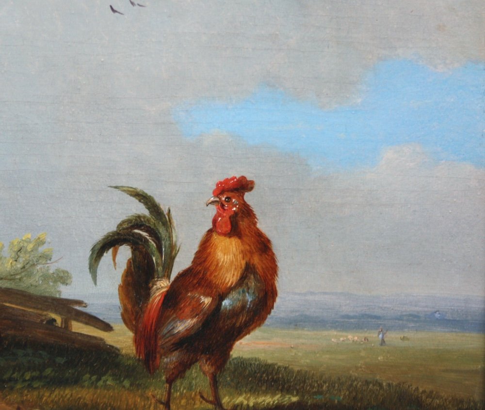 Frans Van Severdonck (belgian, 1809-1889) Rooster And Hens-photo-4