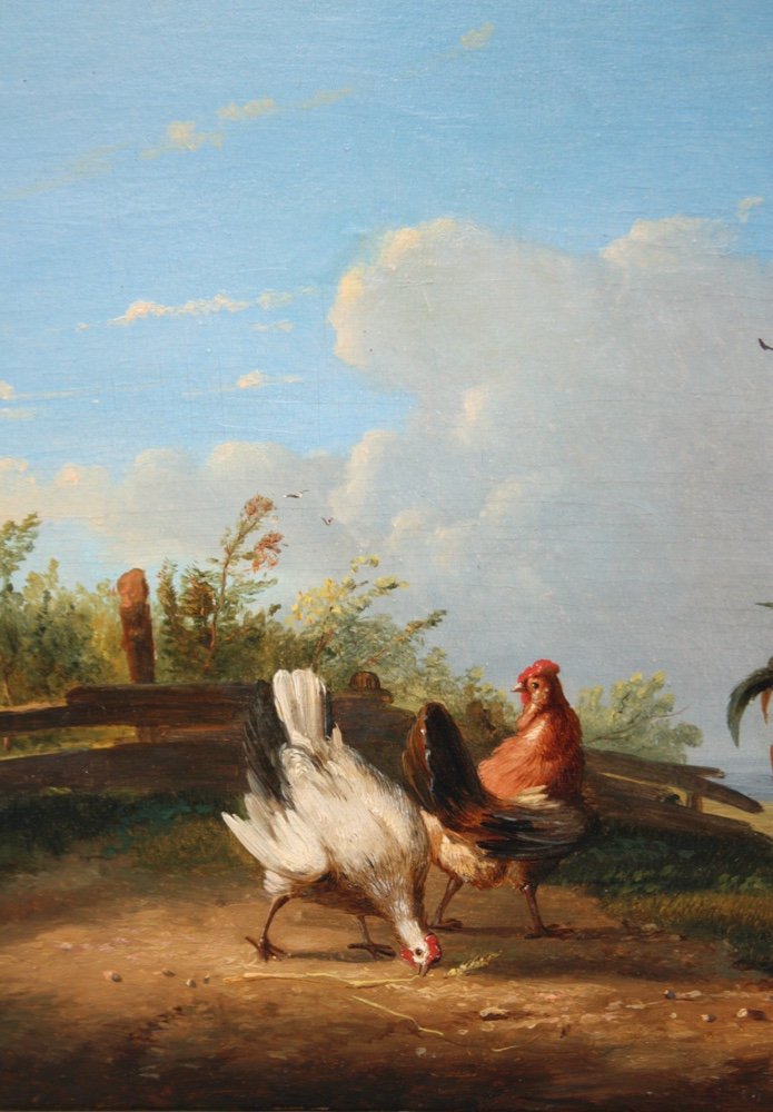 Frans Van Severdonck (belgian, 1809-1889) Rooster And Hens-photo-1