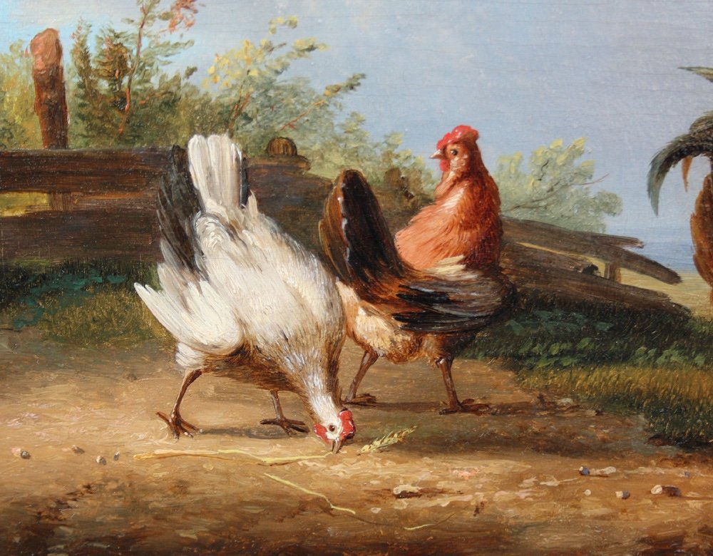 Frans Van Severdonck ( Belge, 1809-1889) Coq et poules-photo-2