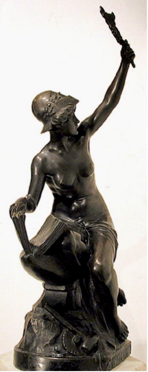 Allégorie du Travail, sculpture en bronze de Ferdinand Luegerth (autrichien 1885-1915)-photo-4