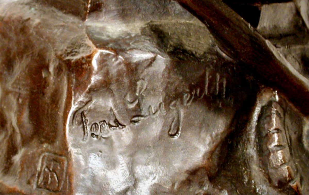 Allegory Of Labor, Bronze Sculpture By Ferdinand Luegerth (austrian 1885-1915)-photo-2
