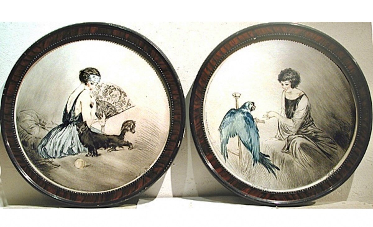 Une paire deGravures originales Art Déco par Jean Hardy ( Français, Actif Vers 1900)