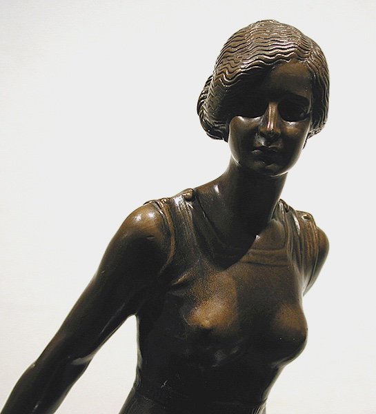 Sculpture en bronze Art Nouveau « Nageur » par Gerg  Leisek (né en 1869)-photo-2