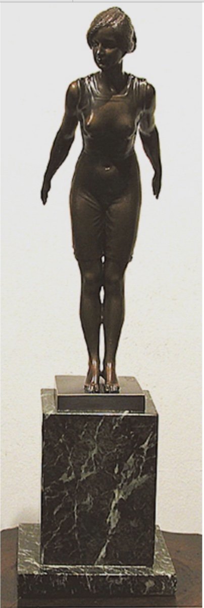 Sculpture en bronze Art Nouveau « Nageur » par Gerg  Leisek (né en 1869)