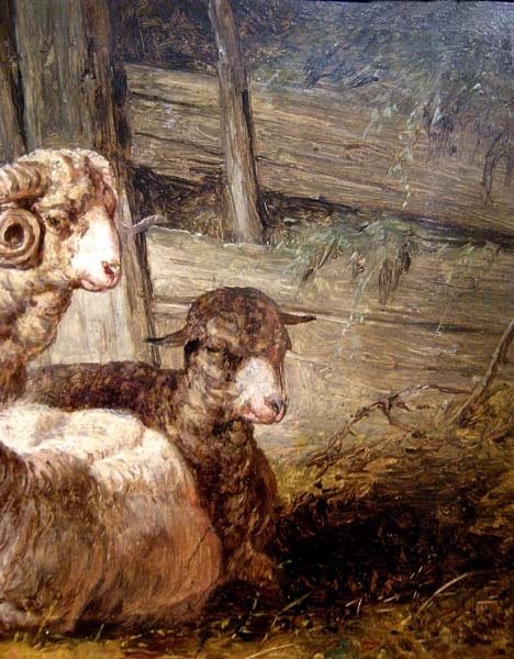 Sheep In Stall By August Gerasch (austrian 1822 - 1908)-photo-2